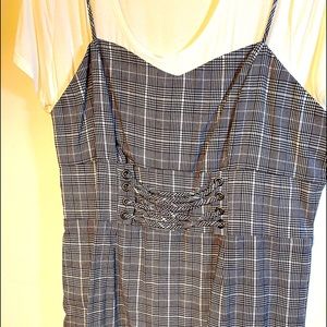 Plus size plaid dress, with t-shirt.